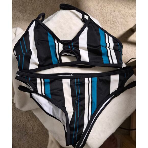Cupshe Other - Bikini Bundle (2 Sets) CUPSHE Teal Striped Bikini & Unknown Blue Ruffle - Small